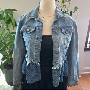 Western Blue Denim Ruffle Hem Jean Jacket
